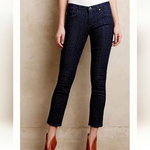 AG The Stevie Ankle Slim Straight Polka Dot Jeans